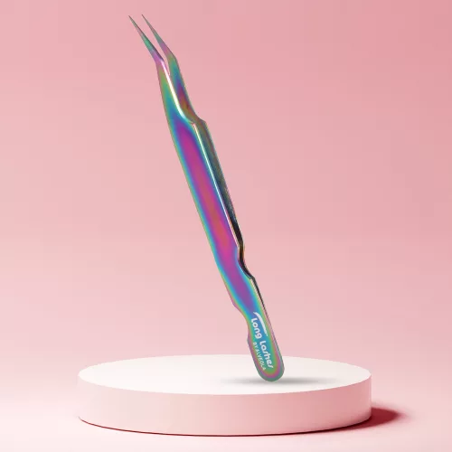 Long Lashes szempilla csipesz enyhén hajlított- multicolor, 12cm