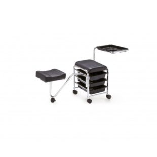   Pedikűr szerviz eszközkocsi lábtartóval, tálcával fekete